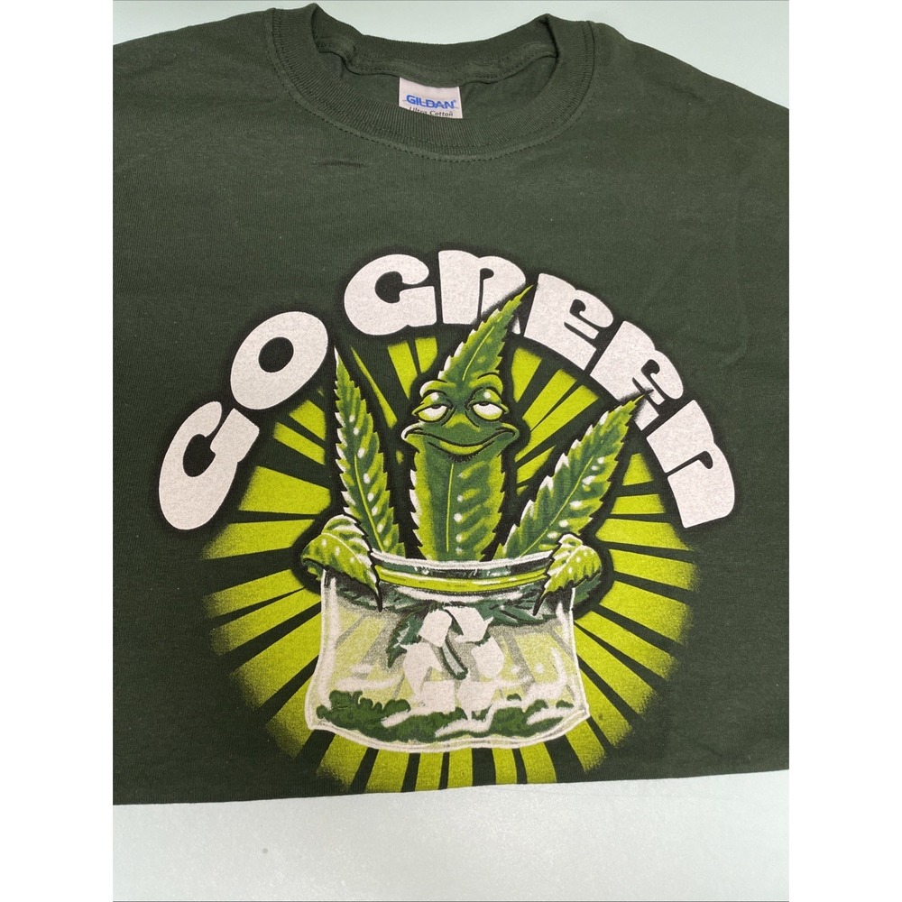 GO GREEN HEMP RECYCLING POT LEAF WEED -T-Shirt Men/Women‎ -GREEN- Small